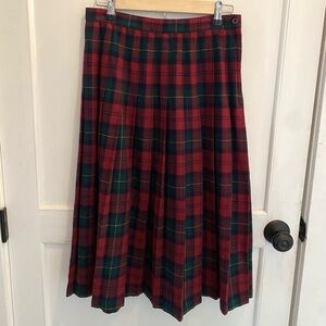 Vintage Koret Dark Red and Green Plaid Wool Skirt